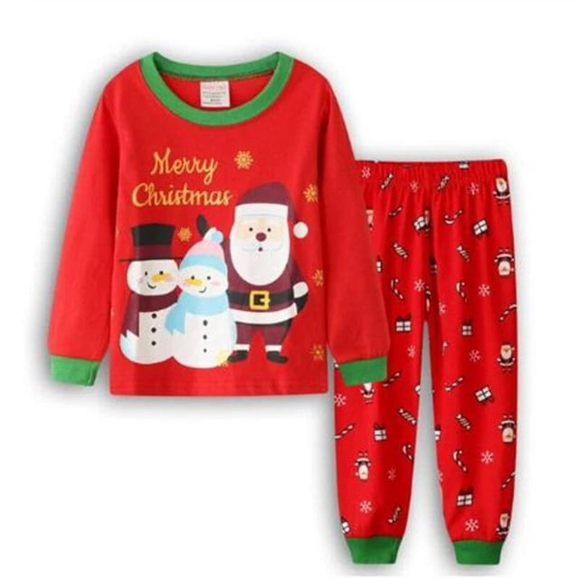 Conjunto de Pijamas de Navidad para niños y niñas, ropa de dormir 100% de algodón, Papá Noel, muñeco de nieve, 2 a 7 años, invierno, nuevo
