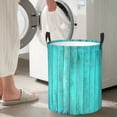 thumbnail image 5 of Goofa Turquoise Wooden2 Printed Circular Hamper,Laundry Basket with Handles,Storage Baskets Foldable,Large Capacity Laundry Hamper-Small, 5 of 6