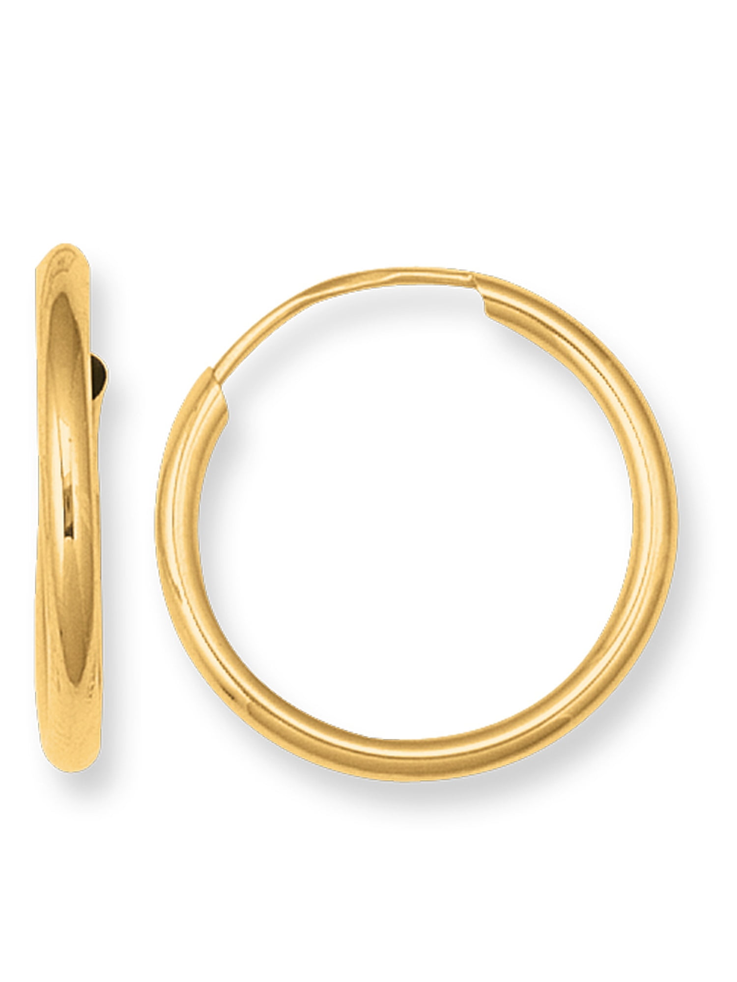 14K Yellow Gold Hollow Tube 18mm Endless Hoop Earrings Madi K Children's Jewelry 