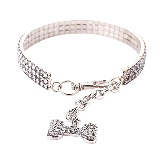 Collier pour Animal Collier Chiot Collier en Cristal Blanc P