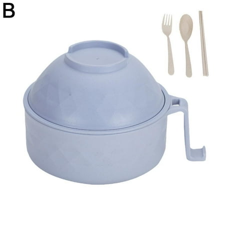 

Microwave Safe Round Ramen Bowl With Lid Heat Resistant Side Handle Pots N7L6