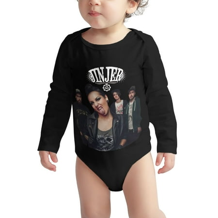

J.i.n.j.e.r Baby onesie Band Baby Boy Girl Long Sleeve Bodysuit Snap Closure Black 6 Months