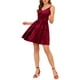 thumbnail image 2 of INSPIRE CHIC Vestido de fiesta de tirantes de terciopelo con escote en V para mujer color burdeos XS, 2 of 6