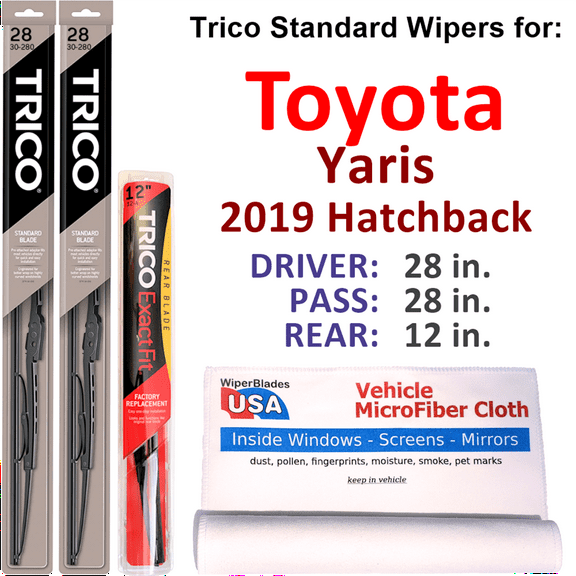 2019 Toyota Yaris Wiper Blades (Set of 3) w/Rear Wiper