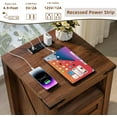 thumbnail image 5 of Nightstands Set of 2 with Charging Station, Farmhouse Side End Table with 2 Drawers and Open Shelf, Wood Rustic Sofa Table, Bedside Cabinet for Bedroom, Living Room, Closet, Office(Brown), 5 of 9