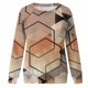 thumbnail image 5 of Camisas informales de manga larga para mujer, sudadera de cuello redondo con estampado de rombos geométricos, jersey de cuello redondo, Tops tipo túnica holgados Pompotops  FGAJ964, 5 of 6