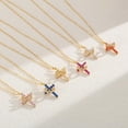 thumbnail image 3 of Crown Cross Necklace for Women, 18K Yellow Gold Plated Crown Cross Pendant Necklace Zirconia Cross Necklaces Faith Cross Jewelry First Communion Gifts, 3 of 6