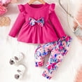thumbnail image 2 of Baby Girl Clothes Toddler Girl Clothes Outfits Bowknot Clothing Floral Print Pants Set Cute Clothes Set for Girls,Pink,18-24 Months, 2 of 6
