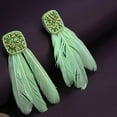 thumbnail image 4 of SOHI Sea Green Feather-Shaped Drop Earrings, 4 of 4