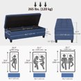 thumbnail image 3 of HOMCOM Linen Fabric Wood Feet Entry Bench, Contemporary Home Decor Blue, 3 of 10
