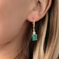 thumbnail image 3 of Gem Stone King 18K Yellow Gold Plated Silver Green Malachite White Moissanite and White Topaz Dangle Earrings for Women (7.68 Cttw, Gemstone Birthstone, Emerald Cut 9X7MM), 3 of 4