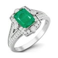 thumbnail image 2 of 1.00 Cts Cushion Emerald 925 Sterling Silver Solitaire Split Shank Women Mother's Day Gift Ring, 2 of 3