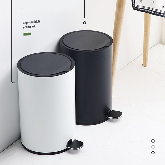mmirethe Sturdy And Durable Trash Bin Made With Stainless Steel Trash Can For Kitchen Garbage Bin Recycle Bin Trash Cans white