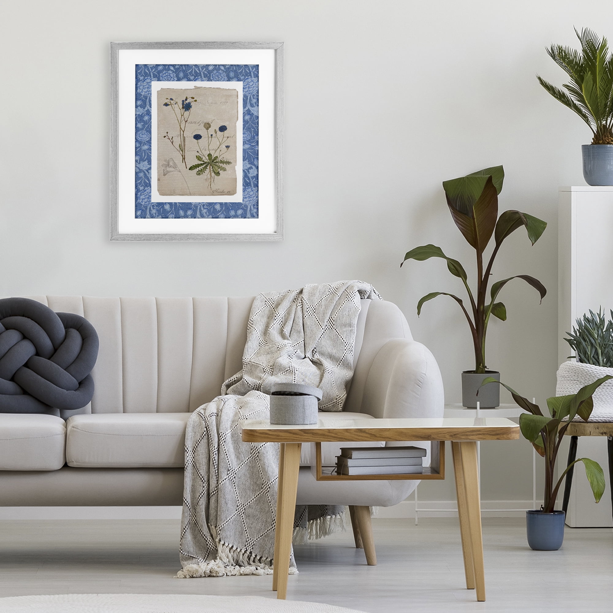 Stupell Industries Blue Antique Herbs Gray Framed Print Under Glass, design by Livi Finn