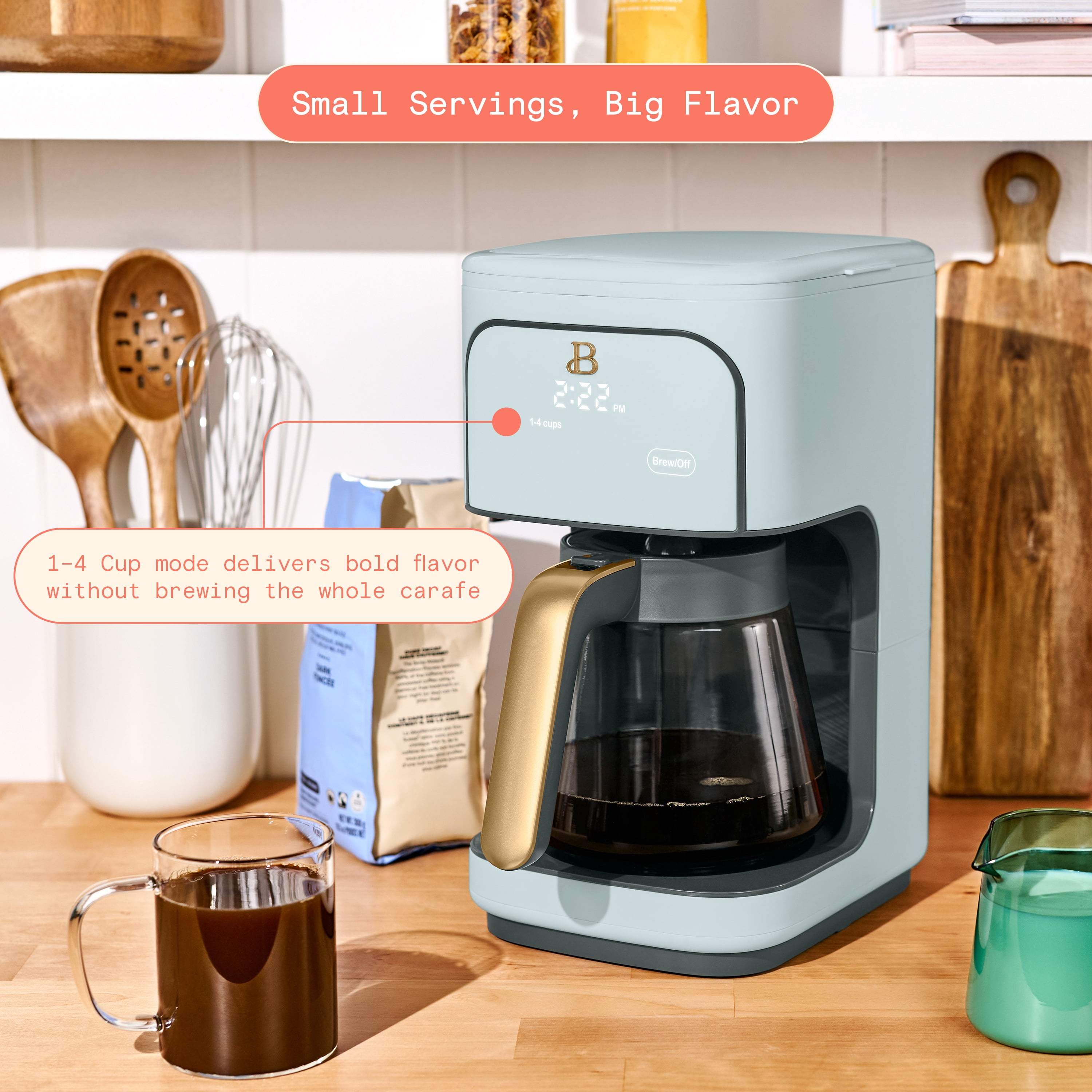 Beautiful 12-Cup Programmable Drip Coffee Maker, Hydrangea by Drew Barrymore