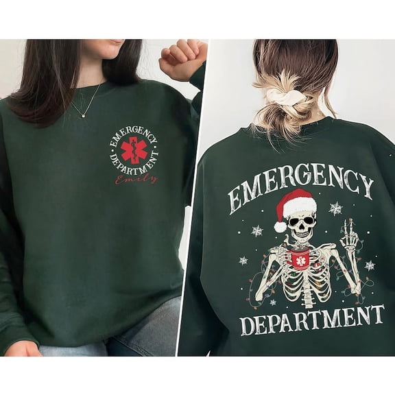Emergency Department Christmas, Skeleton Christmas Shirt, Nurse Skeleton Shirt, Er Christmas Gift For Nurse, ER Crew Christmas Shirt