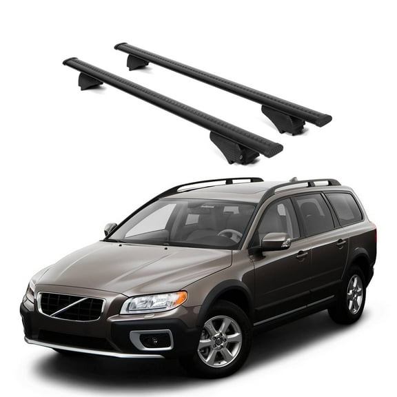 ERKUL Roof Rack Cross Bars for Volvo XC70 2008-2016 | Aluminum Crossbars with Anti Theft Lock for Rooftop | Compatible with Raised Rails - Black