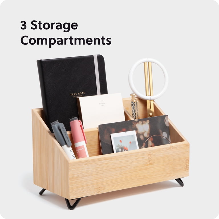 U Brands Verona Desktop Organizer, Bamboo, 3-Compartment photo 3