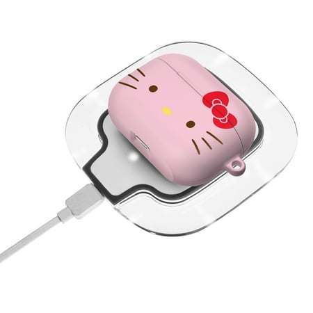 Sanrio AirPods Pro Case Key Ring Keychain Key Holder Hard PC Shell Strap Hole Cover - Face Hello Kitty Pink