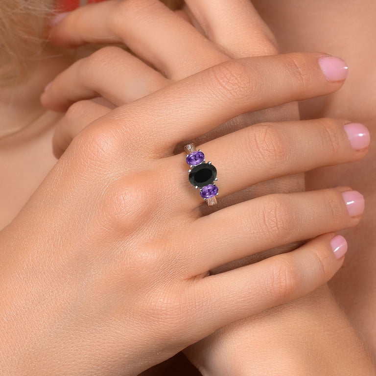 Walmart Jewelry: 2.53 Ct Oval Black Onyx & Purple Amethyst, Solid
