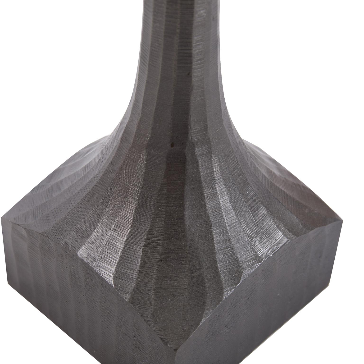 Tyler Dillon Square Graphite Chiseled Metal Martini Accent Table