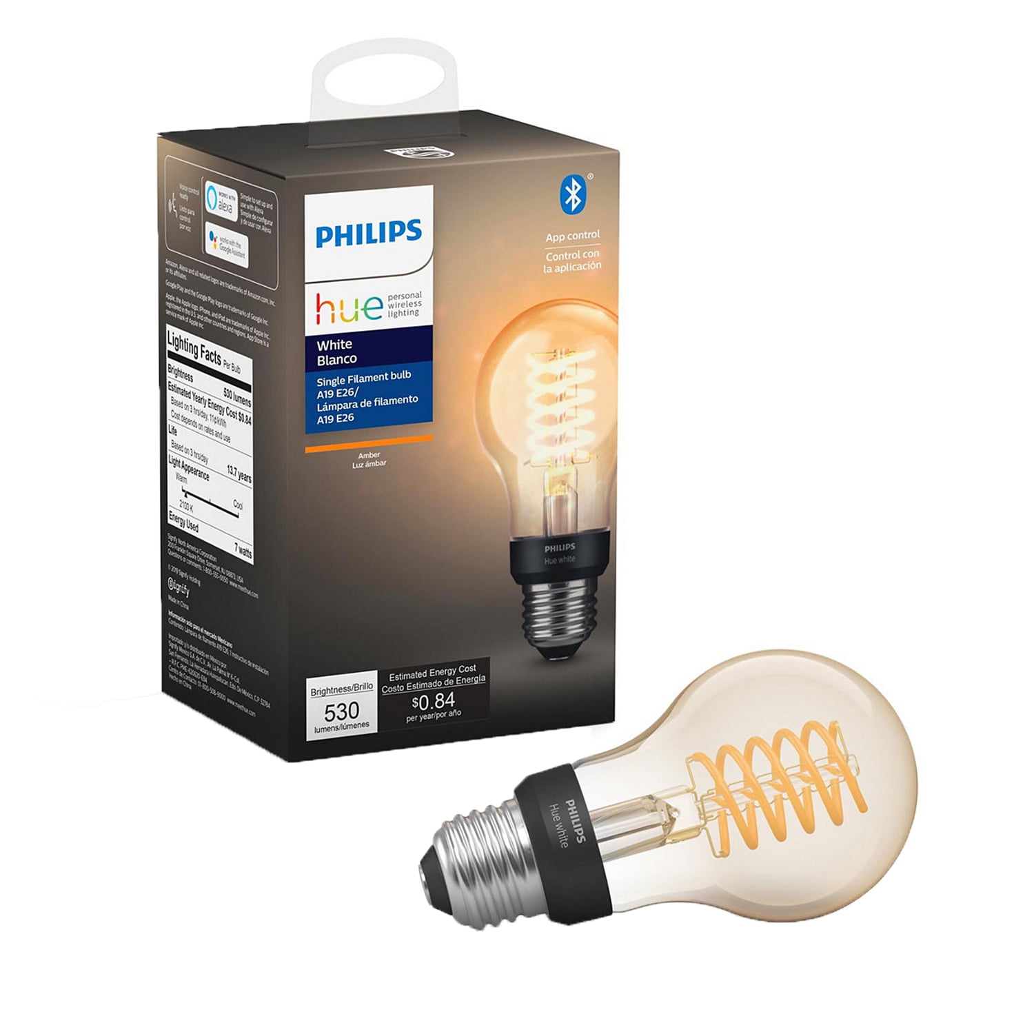E26 2700K Soft White Dimmable Compatible with  Alexa and Google Assistant A60 Smart WiFi LED Light Bulb Smart Wi-Fi Amber LED Edison Light Bulb 2 Packs No Hub Required A19