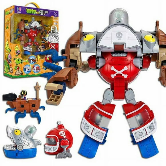 DIY 3 in 1 Plants vs Zombies Toys Action Figure Dr.Zomboss Assembly Deformation Boss Children Gift Plant Zombie Figurine Toys