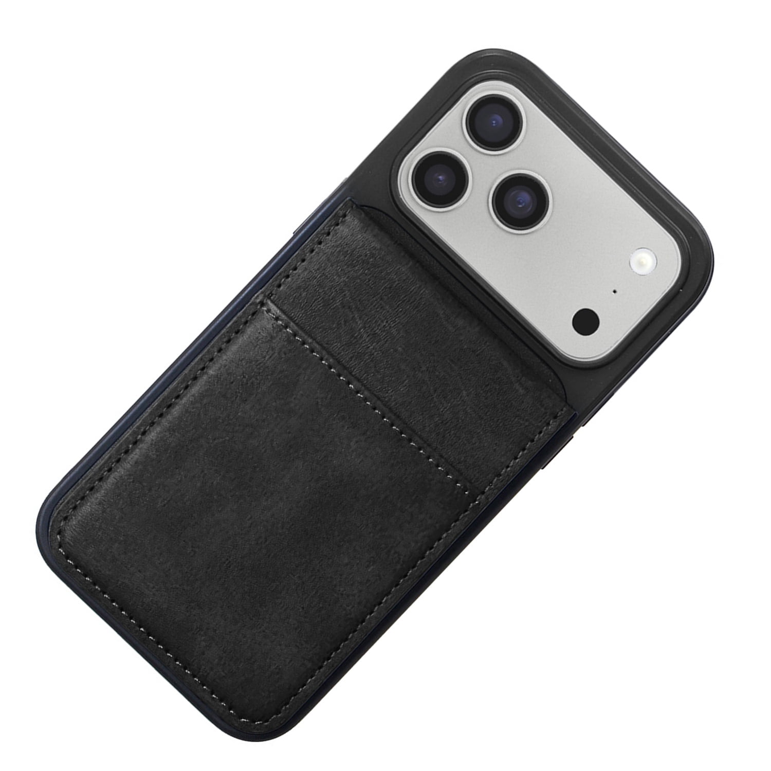 Leather Wallet Case with Kickstand for iPhone 17 Pro Max - Black