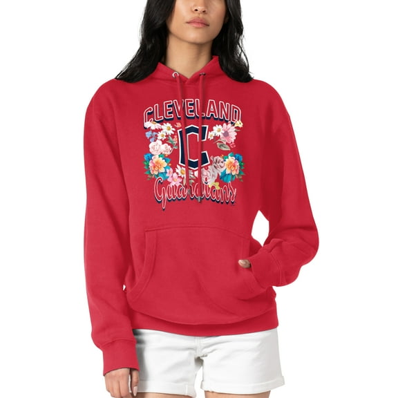 Women's G-III 4Her by Carl Banks Red Cleveland Guardians Flowers Graphic Pullover Hoodie
