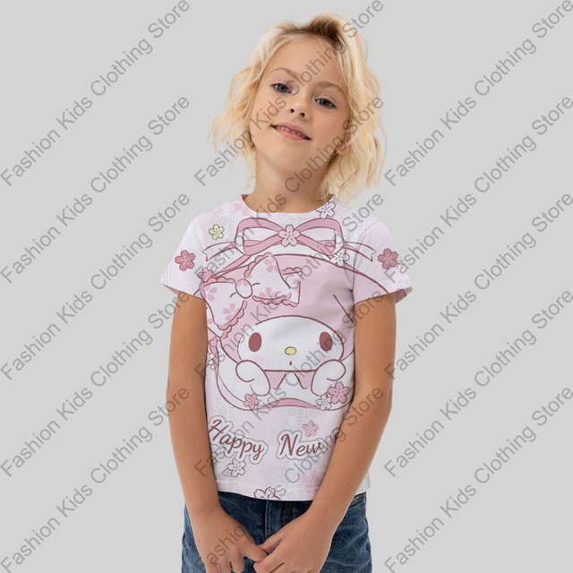 T-Shirts Dessin Animé Anime Hello Kitty & Bons Amis Impression 3d Mode Mode Urbaine T-Shirt Surdimensionné Enfants Adultes Hauts Vêtements FGS