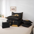thumbnail image 6 of Manfei Anccient Boho Print 7-Piece Twin Bedding Sets,First Letter R Bedding Comforter Set,Black Gold Sheet Sets For Girls,Super Cozy Room Decor Reversible, 6 of 8