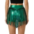 thumbnail image 2 of Doomiva Women's Metallic Booty Shorts Shiny Cheeky High Waisted Fringed Bottoms Hot Pants Green XXL, 2 of 5