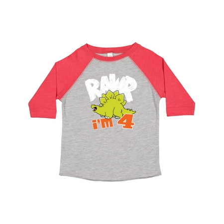 

Inktastic RAWR I m 4! Baby Stegosaurus Gift Toddler Boy or Toddler Girl T-Shirt