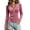 Pink, variant on Fmbrln Womens Henley V Neck Ruched Slim Fit Long Sleeve Shirts Solid Stretchy Casual Basic Tee Tops