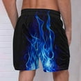 thumbnail image 4 of lcziwo Mens Casual Quick Dry Shorts 2025 Summer Fashion 3D Flame Print Beach Shorts Lightweight Drawstring Elastic Waist Board Shorts with Pockets Daily Sales Blue XXL, 4 of 5