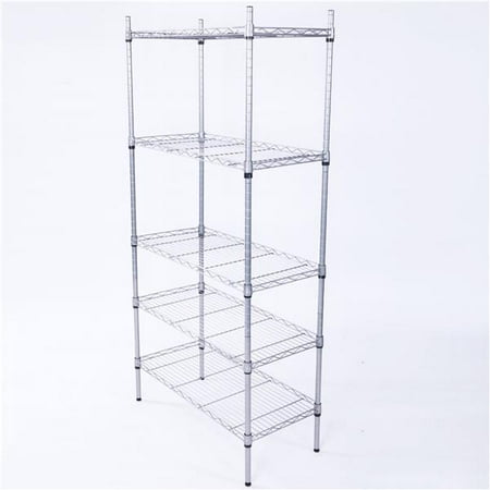 

5 Tier Wire Shelving Metal Storage Shelves Heavy Duty Adjustable Shelf Standing Kitchen Rack Silver Gray