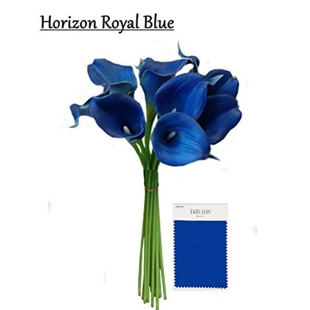 10pc set Real Touch calla lily-keepsake artificial flower perfect for cut to make boutonniere corsage bouquets(Royal blue)