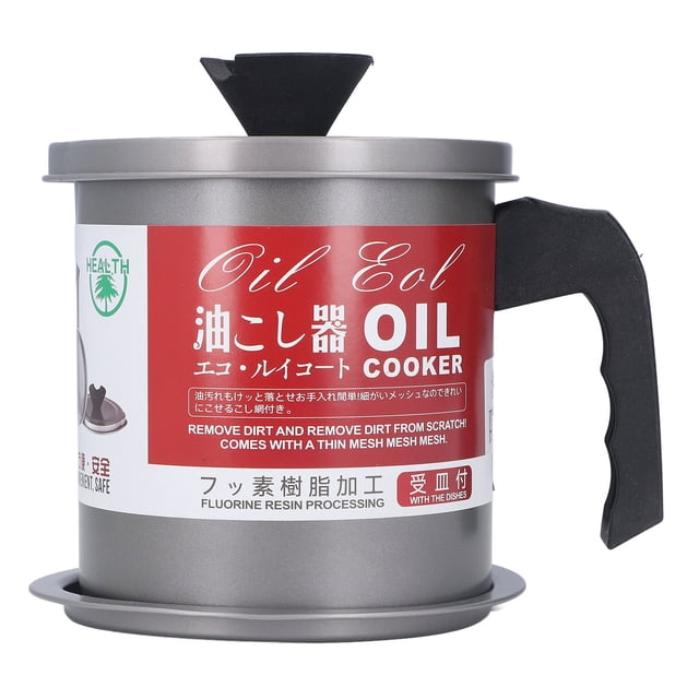 Oil Strainer, Grease Container Easy Cleaning Oil Filtration 1.4L Capacity Stainless Steel Mesh Unique Design For Kitchen For Restaurant For Hotel