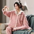 thumbnail image 2 of Cárdigan grueso para otoño e invierno, pantalones de franela, pijamas para mujer de manga larga con forro polar de coral, ropa exterior para el hogar, 2 of 6