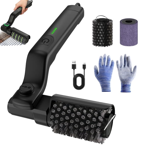 Rechargeable Electric Grill Brush, Cordless 3-in-1 Stainless Steel Cleaner with 3-Speed & 180° Adjustable Head for Outdoor BBQ & Camping