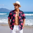 thumbnail image 5 of Mens Hawaiian Shirts Short Sleeve Summer Beach Aloha Shirt Tropical Floral Casual Button Down Shirt Hot Pink, 5 of 7
