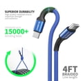 thumbnail image 6 of Esoulk 4ft USB-C to USB-C 30W 3A Fast Charge/Data Sync Nylon Braided Cable for Motorola Edge 2024 - Blue, 6 of 8