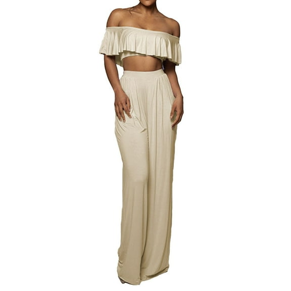 HSHMT Womens Summer Outfits Crop Tops and Pants Sets Vacation Jumpsuits 2 Piece Sets with Pockets