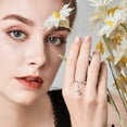 thumbnail image 3 of Dangle Pearl Flower Open Statement Ring Sterling Silver Band for Women, 3 of 7