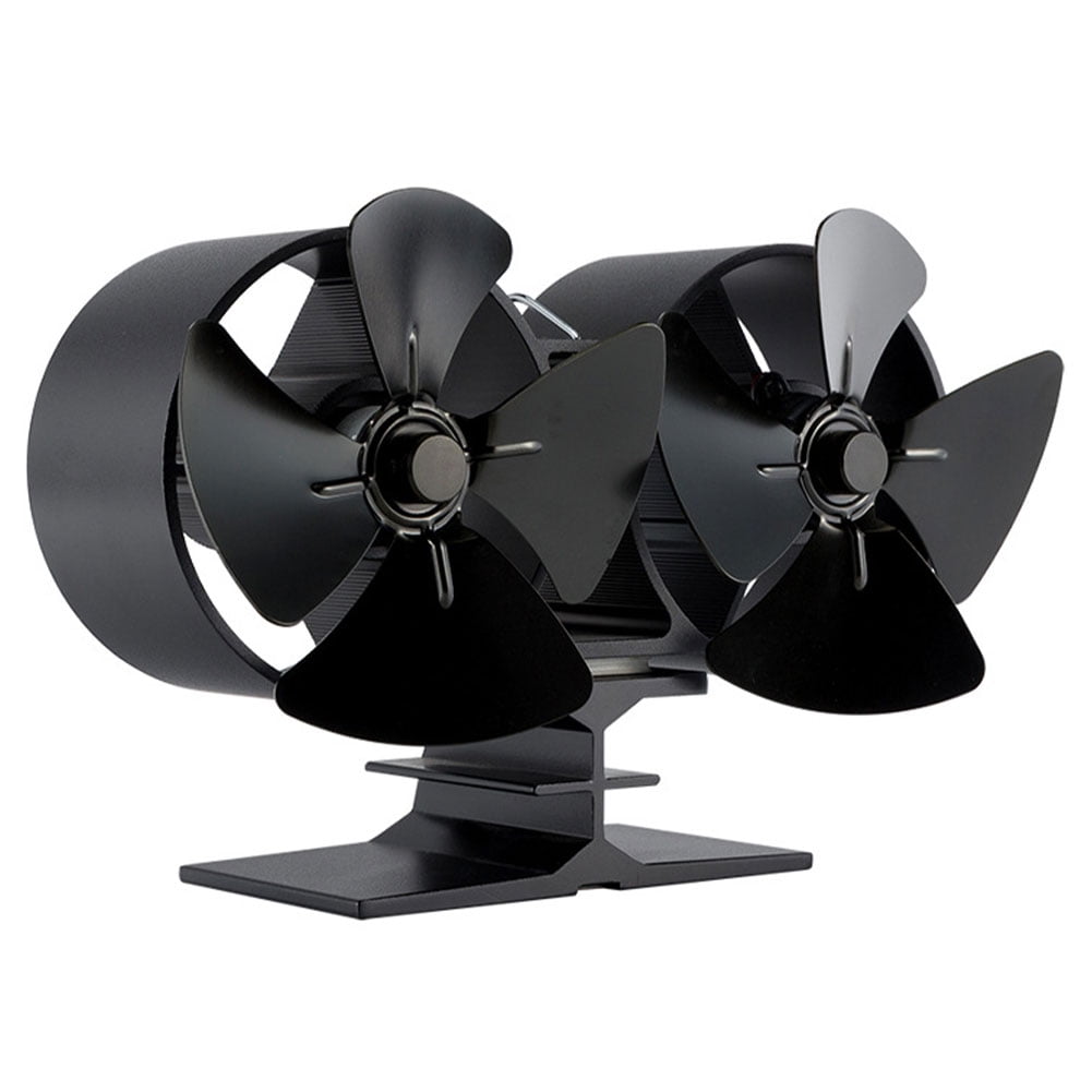 8-Blade Fireplace Fans Silent Heated Powered Eco Wood Stove Double Motors Fans 