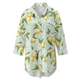 thumbnail image 4 of Xoenoiee Lemon Flower Print Women's Long Sleeve Shirt Button Down Tunic Dresses Beach Cover-ups Curved Hem Oversized Blouse Tops with Pockets, L, 4 of 7