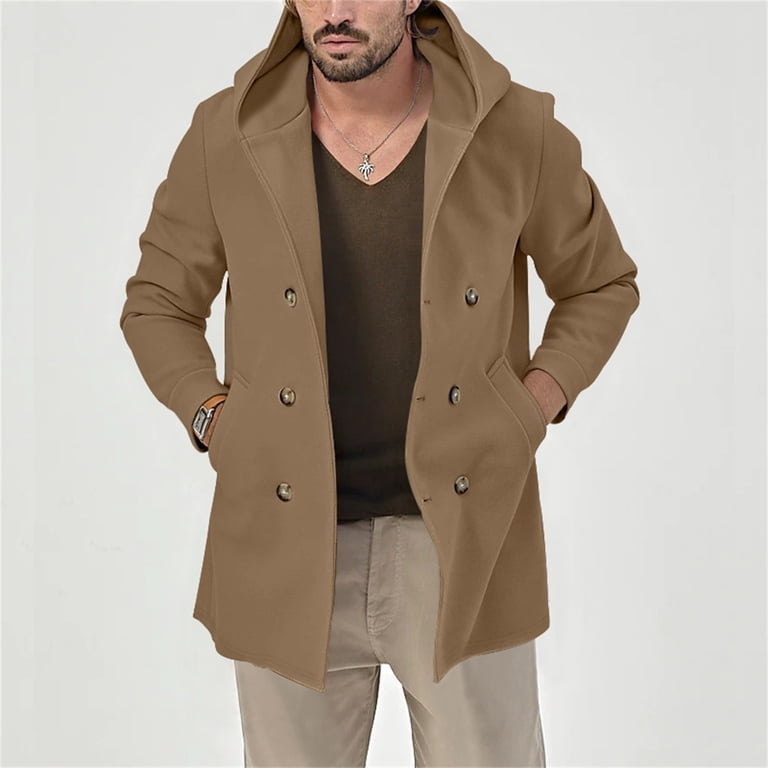 QHFBli Water-Resistant Mens Trench Coat Men