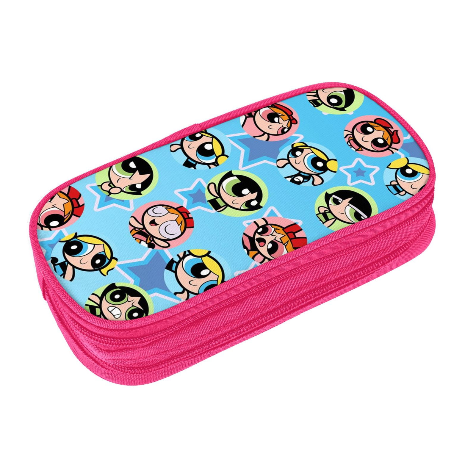 The Powerpuff Gi-rls Pencil Case Large Capacity Pencil Pouch Penbag Office Stationery Organizer Travel Makeup Bag Pink