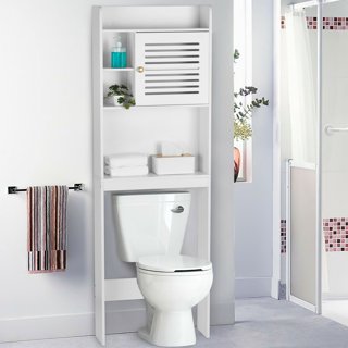 Fokyfok Over Toilet Bathroom Organizer,Over The Toilet Storage Shelf,  Toilet Shelf with Toilet Paper Holder,Bathroom Shelves Over Toilet,3 Tier  Toilet