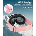 thumbnail image 6 of KALIYADI Ski Goggles for Men Women Youth, OTG Snow Goggles with Anti Fog and UV Protection Over Glasses Vlt 10% (Clear Pink), 6 of 8